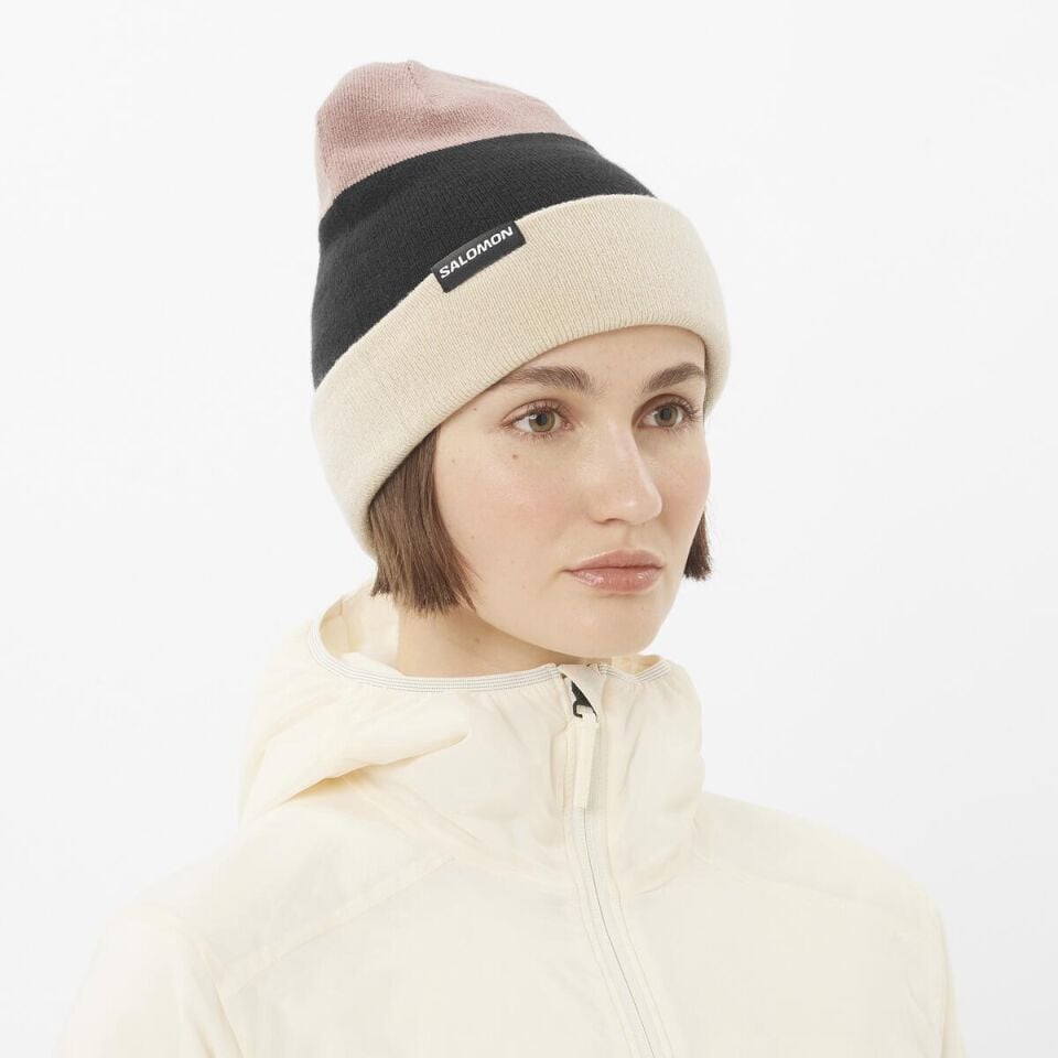 Salomon Flatspin Reversible Beanie Bere Krem-Siyah