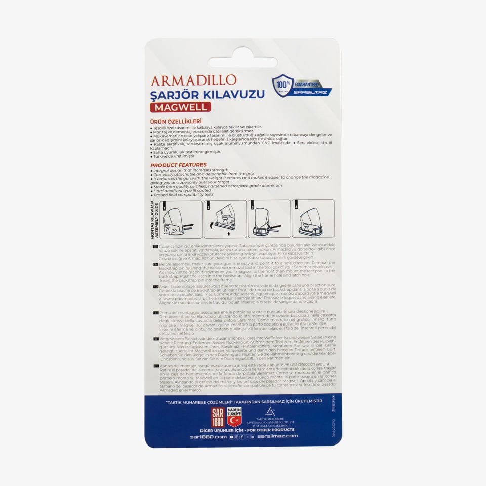 SAR9 Uyumlu TCS Armadillo Magwell Şarjör Kılavuzu Gri