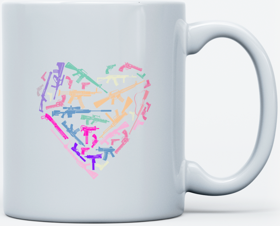 Kalp Çizimli Hediyelik Kupa Bardak