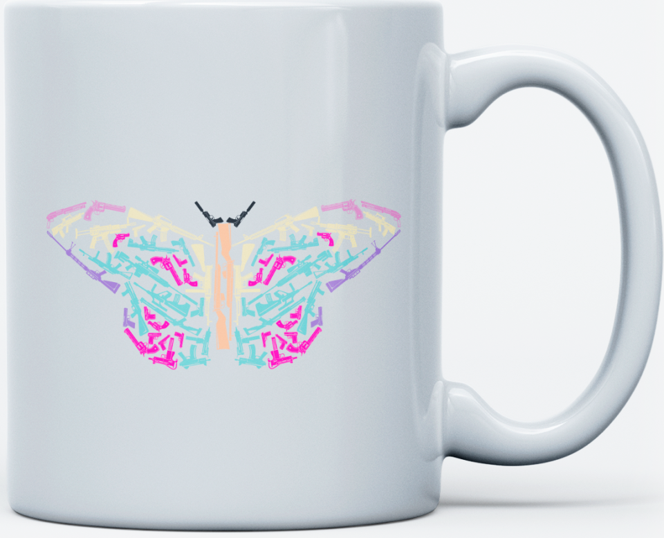 Kelebek Çizimli Hediyelik Kupa Bardak