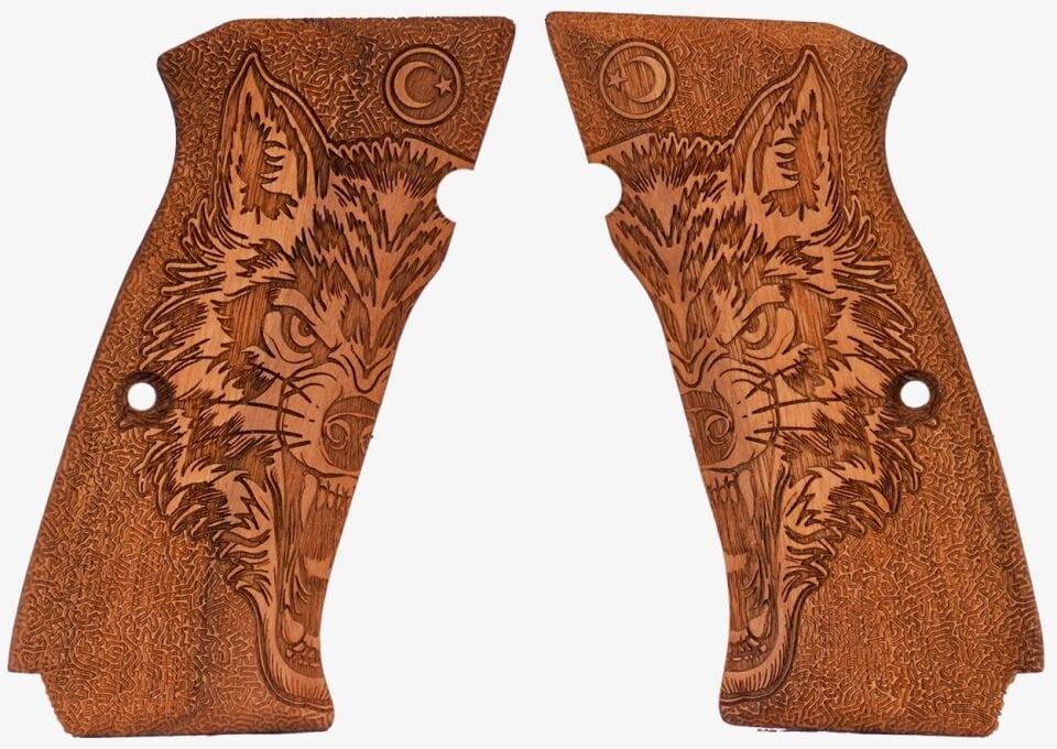 K12 Sport X Uyumlu Kurt Desenli Ahşap Kabza